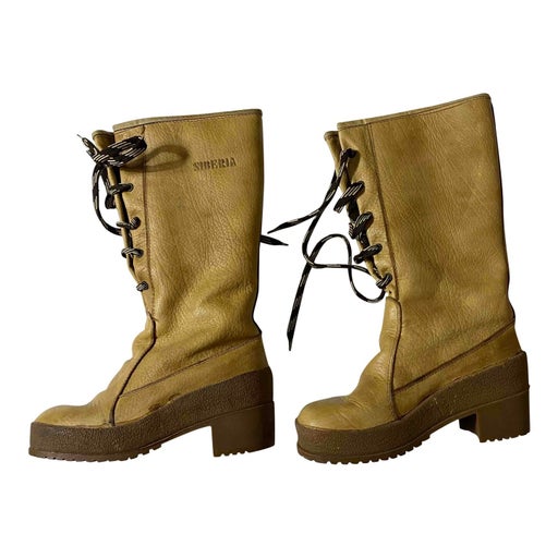 Leather and wool boots