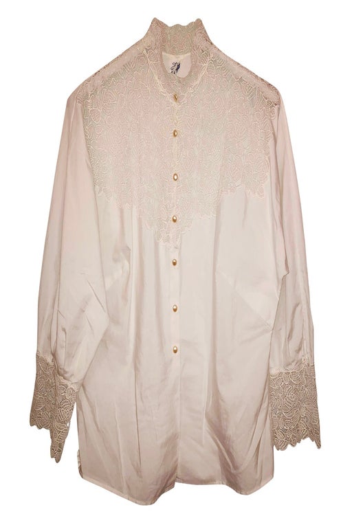 Cotton and lace blouse
