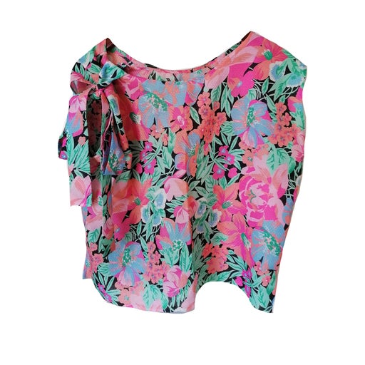 Floral top with bow on the side, bow