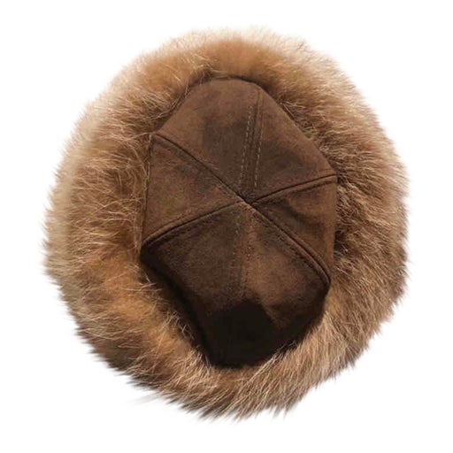 Toque en cuir et fourrure