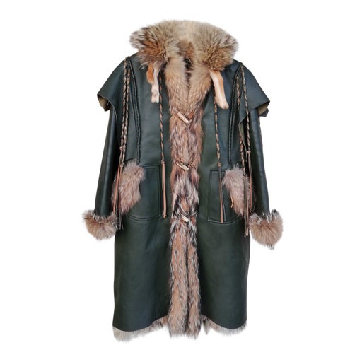 Leather and fur coat