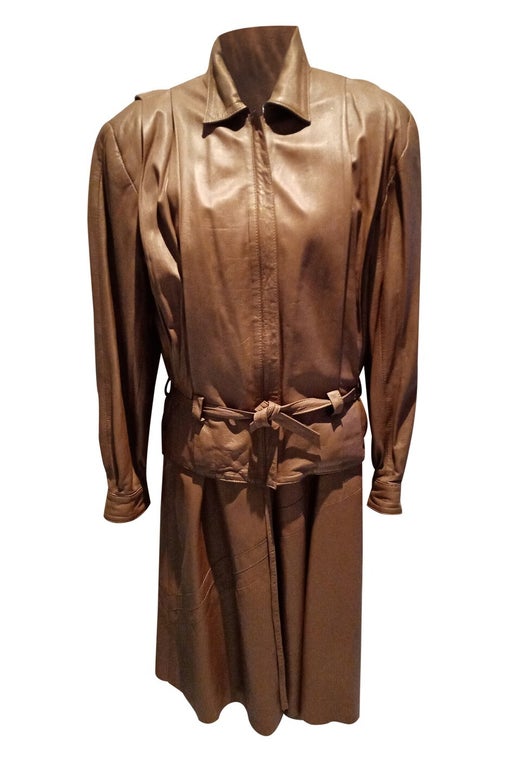 Leather skirt suit set