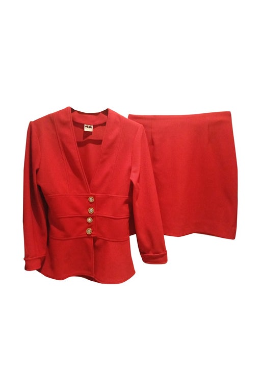 Red skirt suit