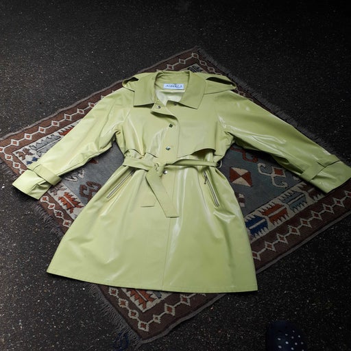 Faux leather trench coat