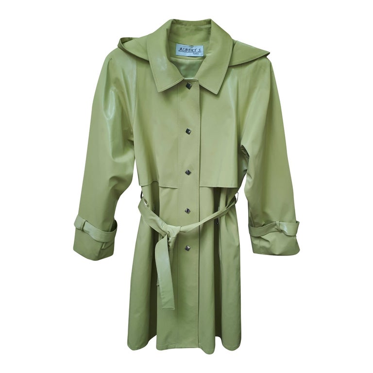 Faux leather trench coat