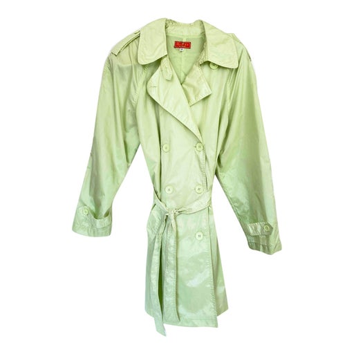 Pastel green belted trench coat