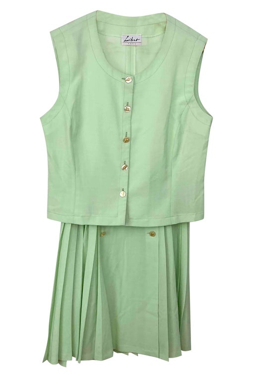 Pastel green skirt suit