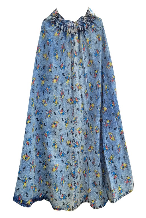 Printed denim skirt