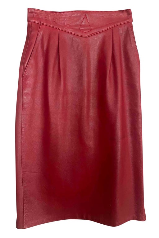Leather midi skirt