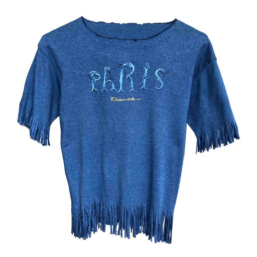 Embroidered fringed top
