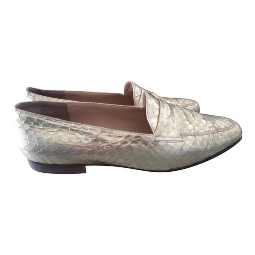 Gold leather loafers