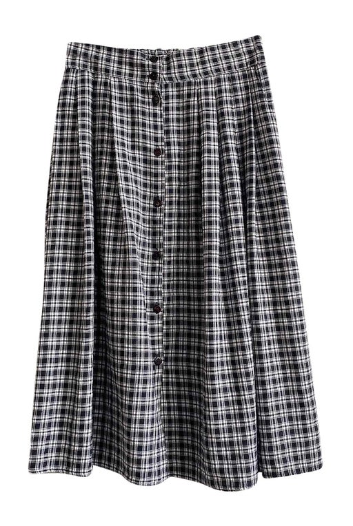 Checked buttoned skirt
