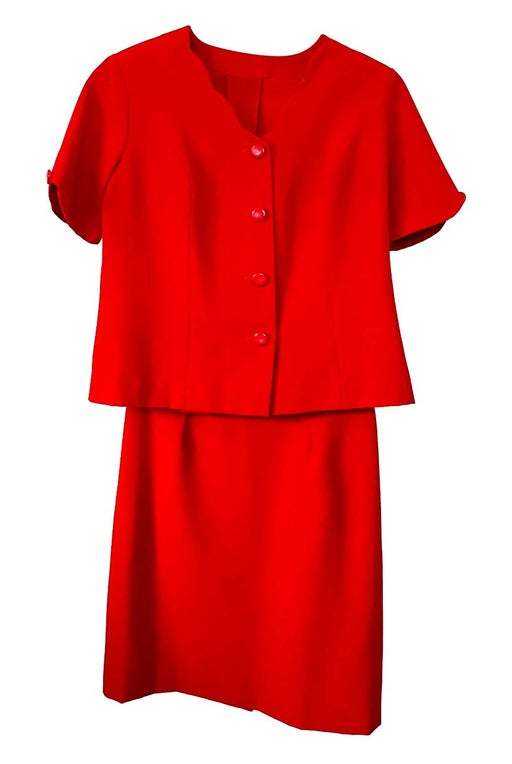 90's red skirt set