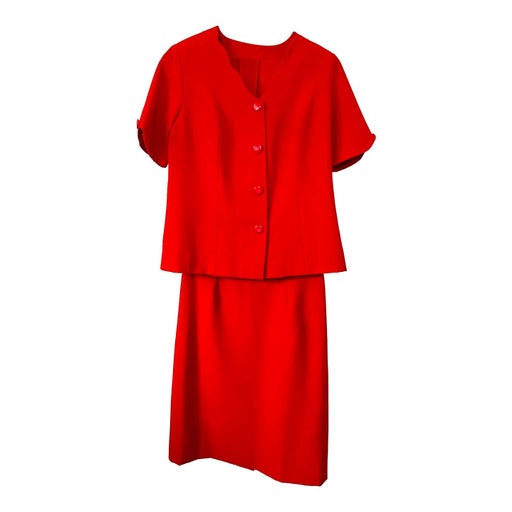 90's red skirt set