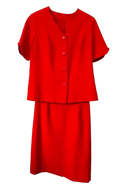 90's red skirt set