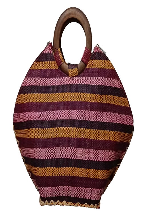 Multicolored wicker bag