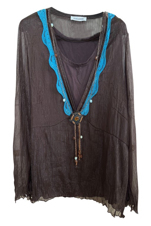 Blue and chocolate blouse