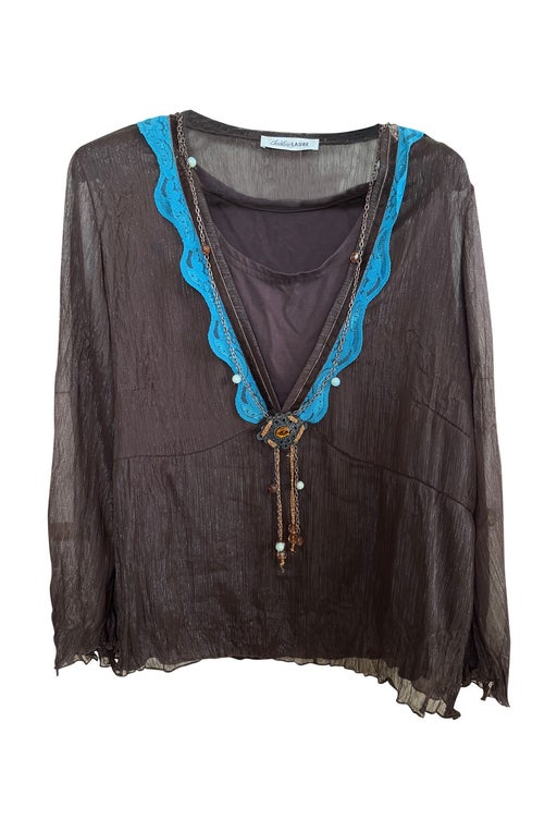 Blue and chocolate blouse