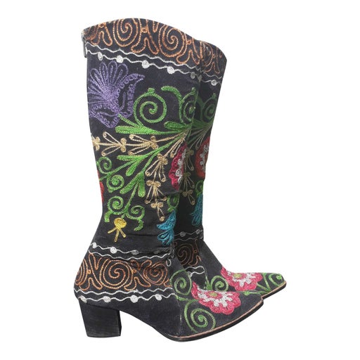 Embroidered Leather Boots