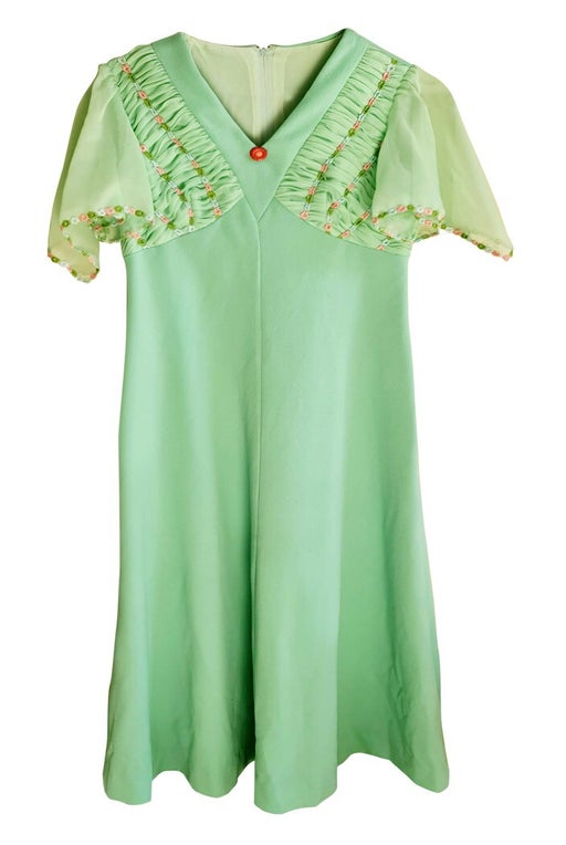 60's long green dress