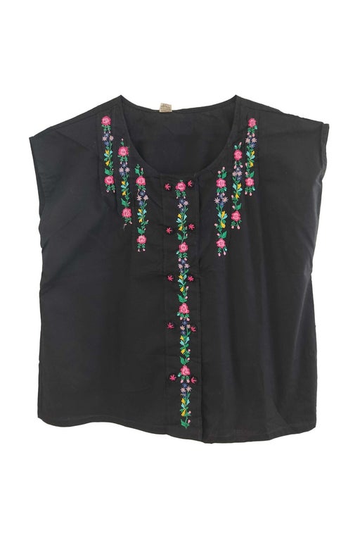 Embroidered black top