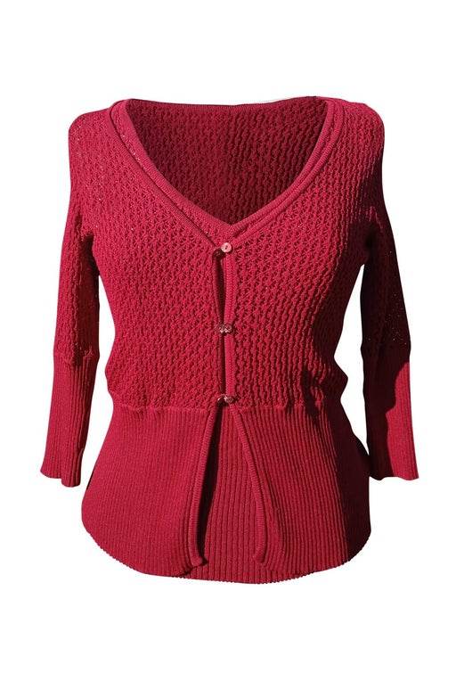 Twinset en maille bordeaux