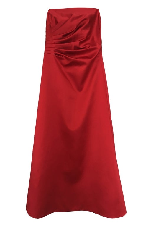 Red strapless dress