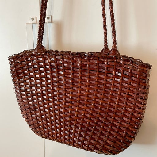 Braided leather basket