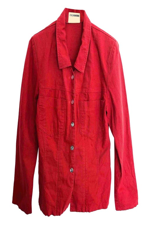 Red denim jacket