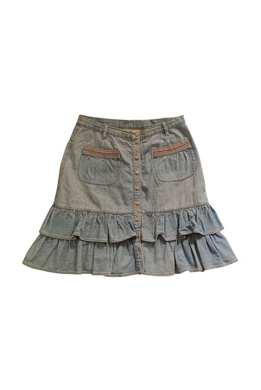 Ruffled denim skirt