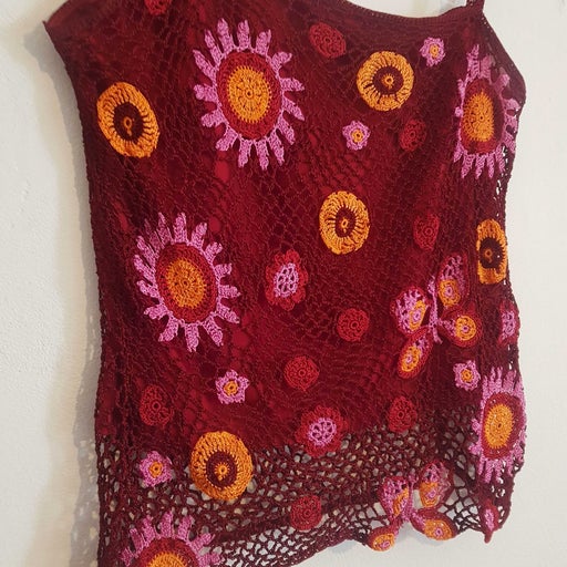 Asymmetric crochet top