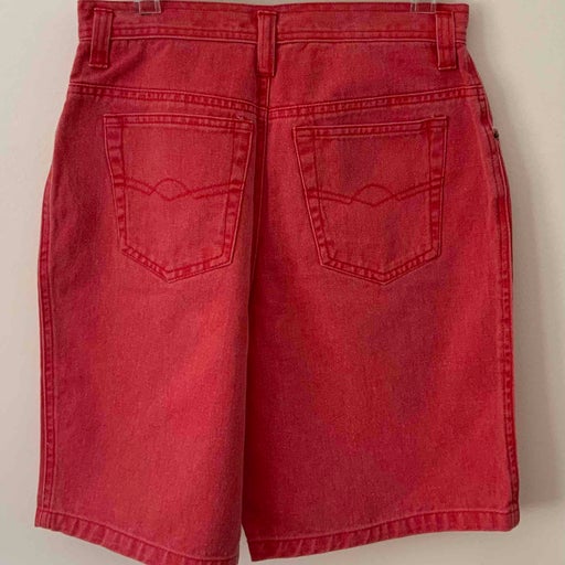 Red denim Bermuda shorts