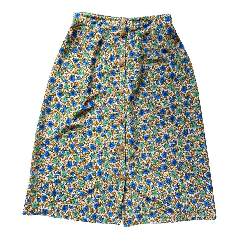 Jupe boutonnée à fleurs