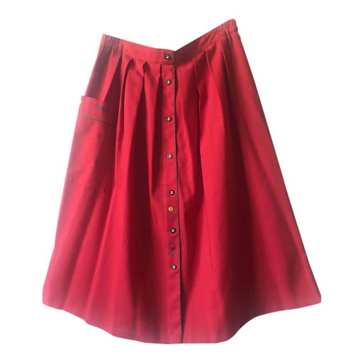 Embroidered buttoned skirt