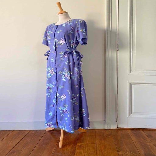 Robe boutonnée à fleurs