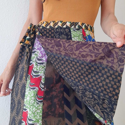 Mini-jupe portefeuille patchwork