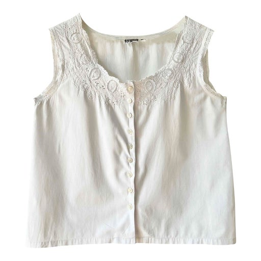 Top brodé en coton