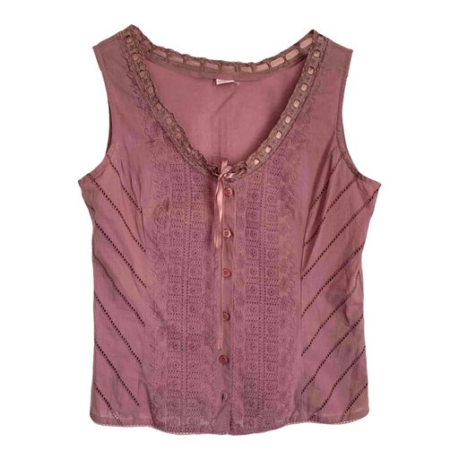 Top brodé en coton