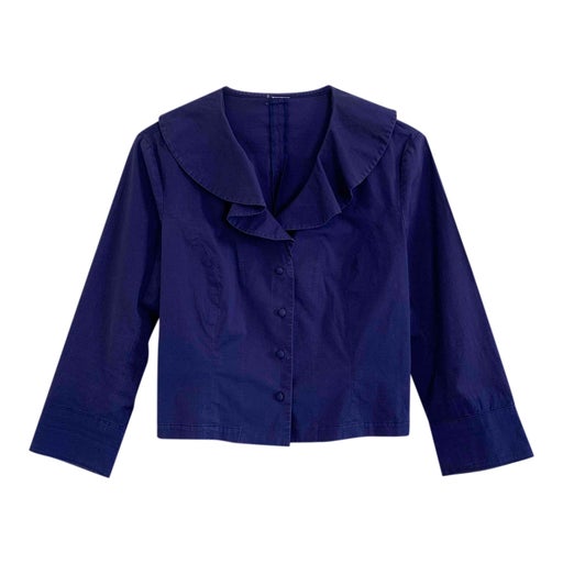 Blouse with large ruffled collar
