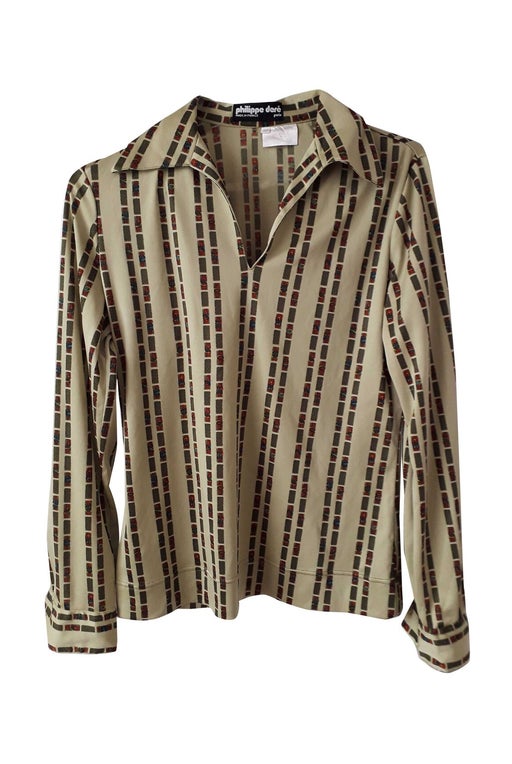 70's long-sleeved polo shirt