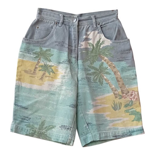 Bermuda imprimé en jean 