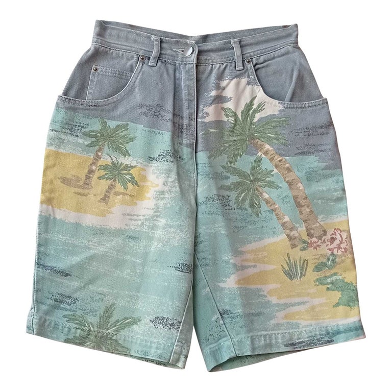 Bermuda imprimé en jean 