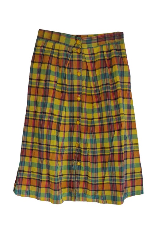 Checked buttoned skirt