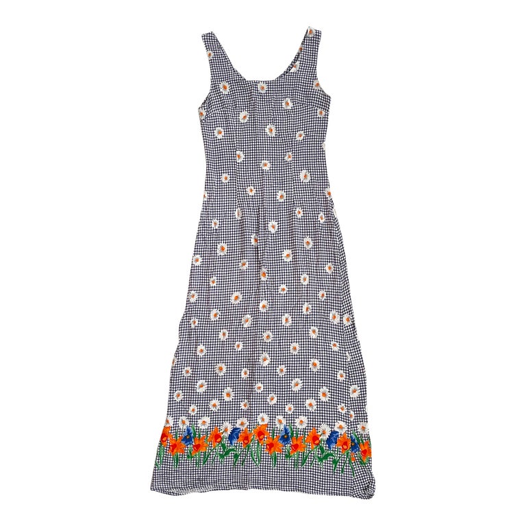 Robe longue vichy à fleurs