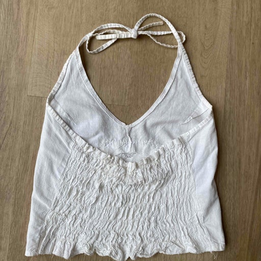Embroidered open back crop top