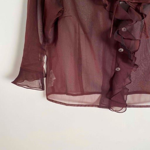 Burgundy hotsell sheer blouse