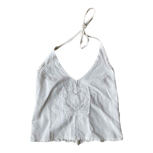 Embroidered open back crop top