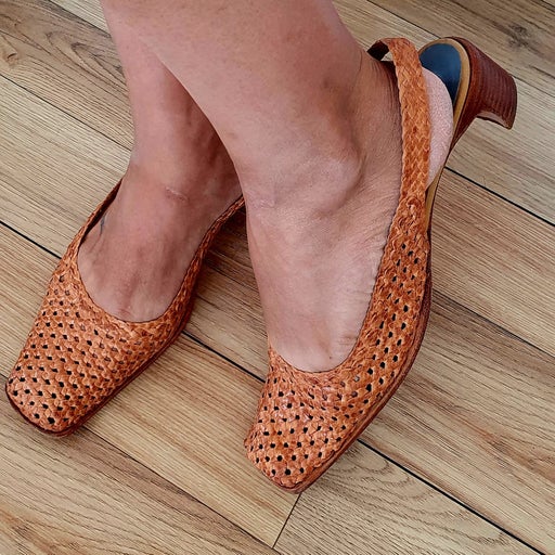 Escarpins store tressés cuir