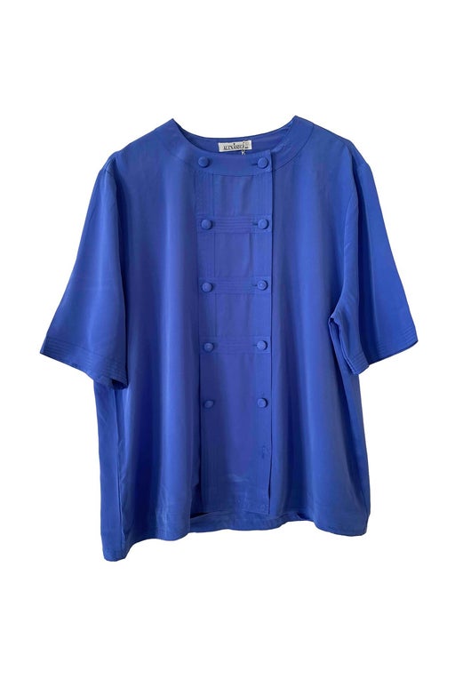 80's blue blouse