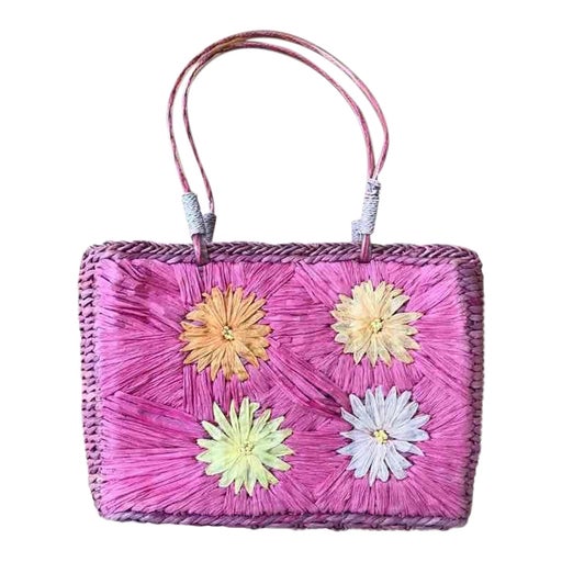 Pink wicker basket